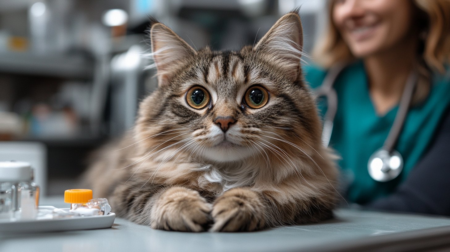 Chat recevant des soins préventifs chez le vétérinaire